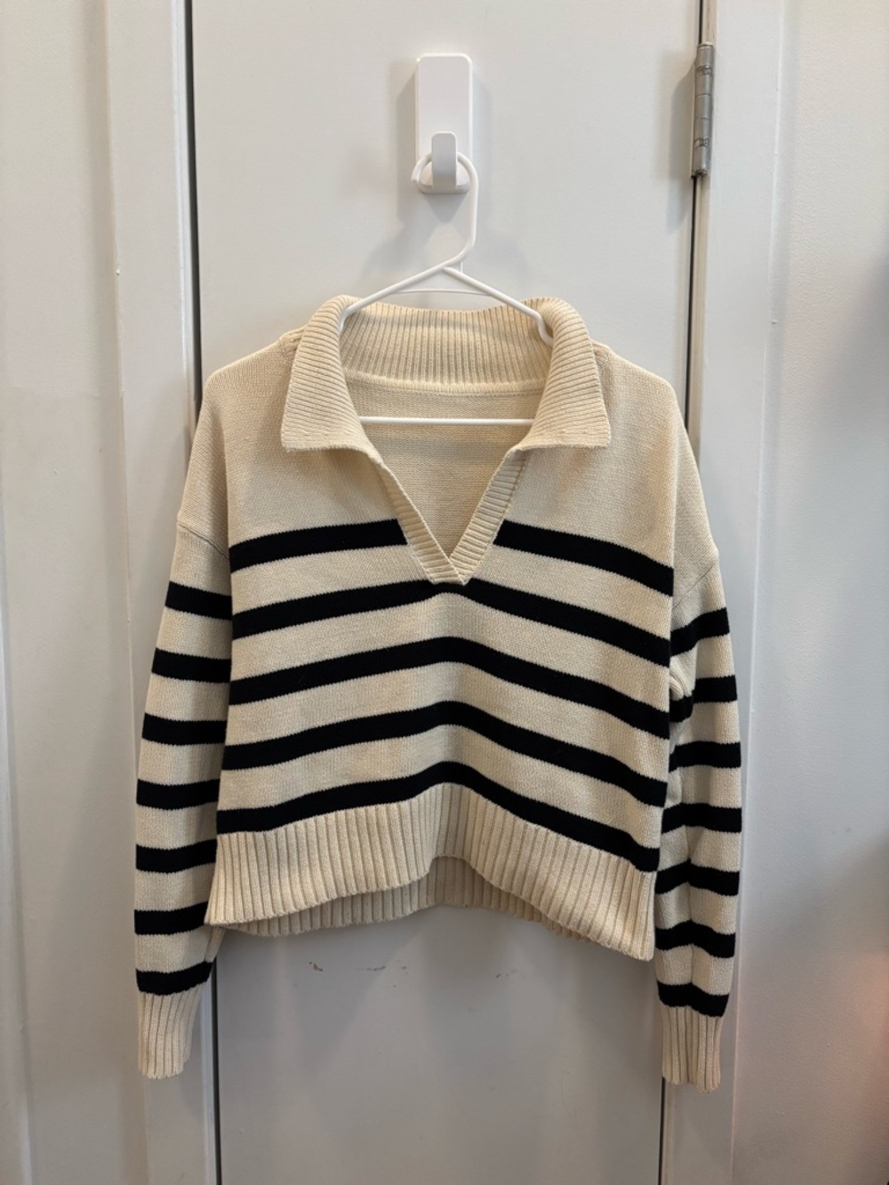 Cider Collared Striped Boxy Sweater